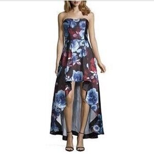 Speechless High Low Strapless Floral Formal Prom Pageant Dress Junior Size 1 EUC